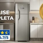 Geladeira Electrolux Frost Free Inox 310L TF39S em cozinha moderna com destaque para avaliação 4.7 de 5 e selo Top Vendas #14