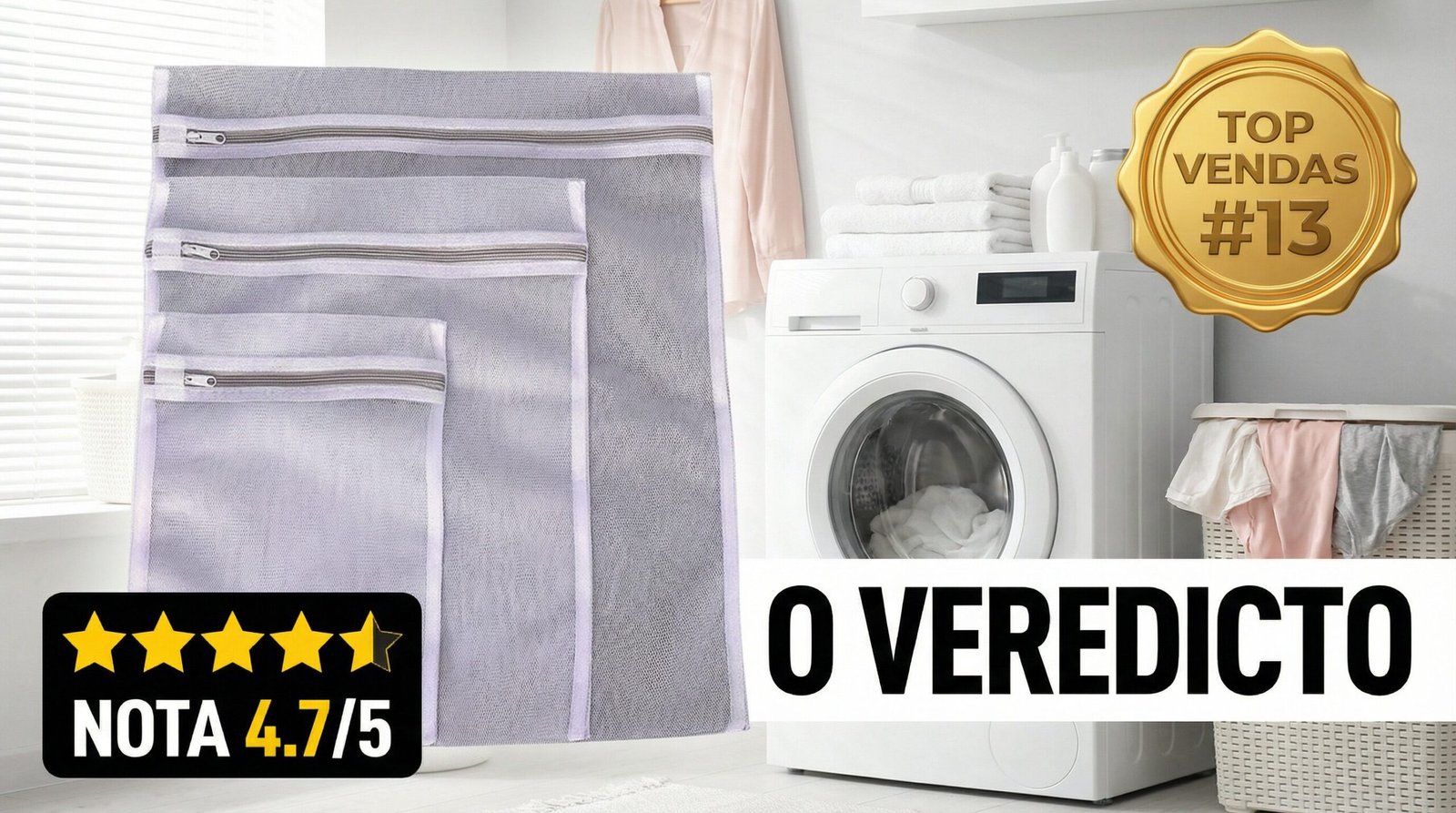 Conjunto Oikos com 3 sacos para roupas delicadas - Prático, resistente e bem avaliado pelos usuários.