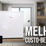 Frigobar Midea branco de 45 litros, modelo 220V, com selo de top vendas e nota 4.7 de 5 estrelas