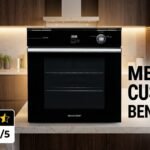 Forno Brastemp de embutir a gás, 78 litros, preto, com grill e timer touch - modelo BOA84AE instalado em cozinha moderna