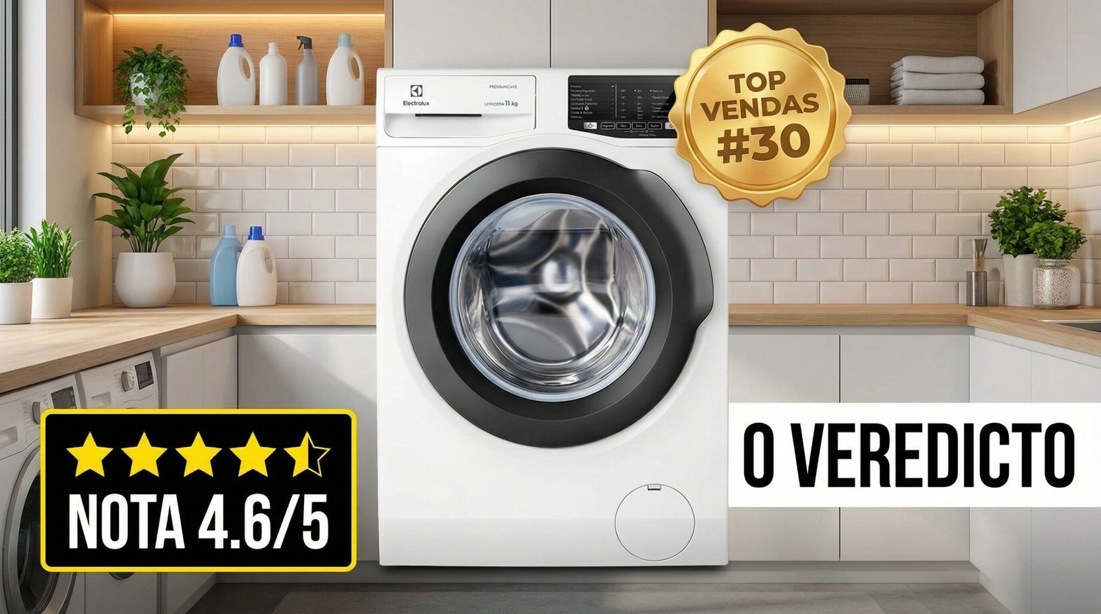 Máquina de Lavar Frontal Electrolux 11kg modelo LFE11 com nota 4.6 de 5 e selo de top vendas