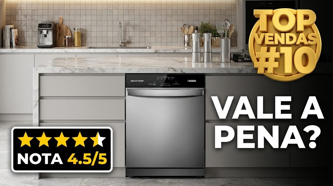 Lava louças Brastemp BLF08BS em cozinha moderna com selo Top Vendas e nota 4.5 de 5