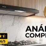 Depurador de Ar Suggar Slim 80cm preto instalado em cozinha moderna com nota 4.6 de 5 e selo de top vendas #4